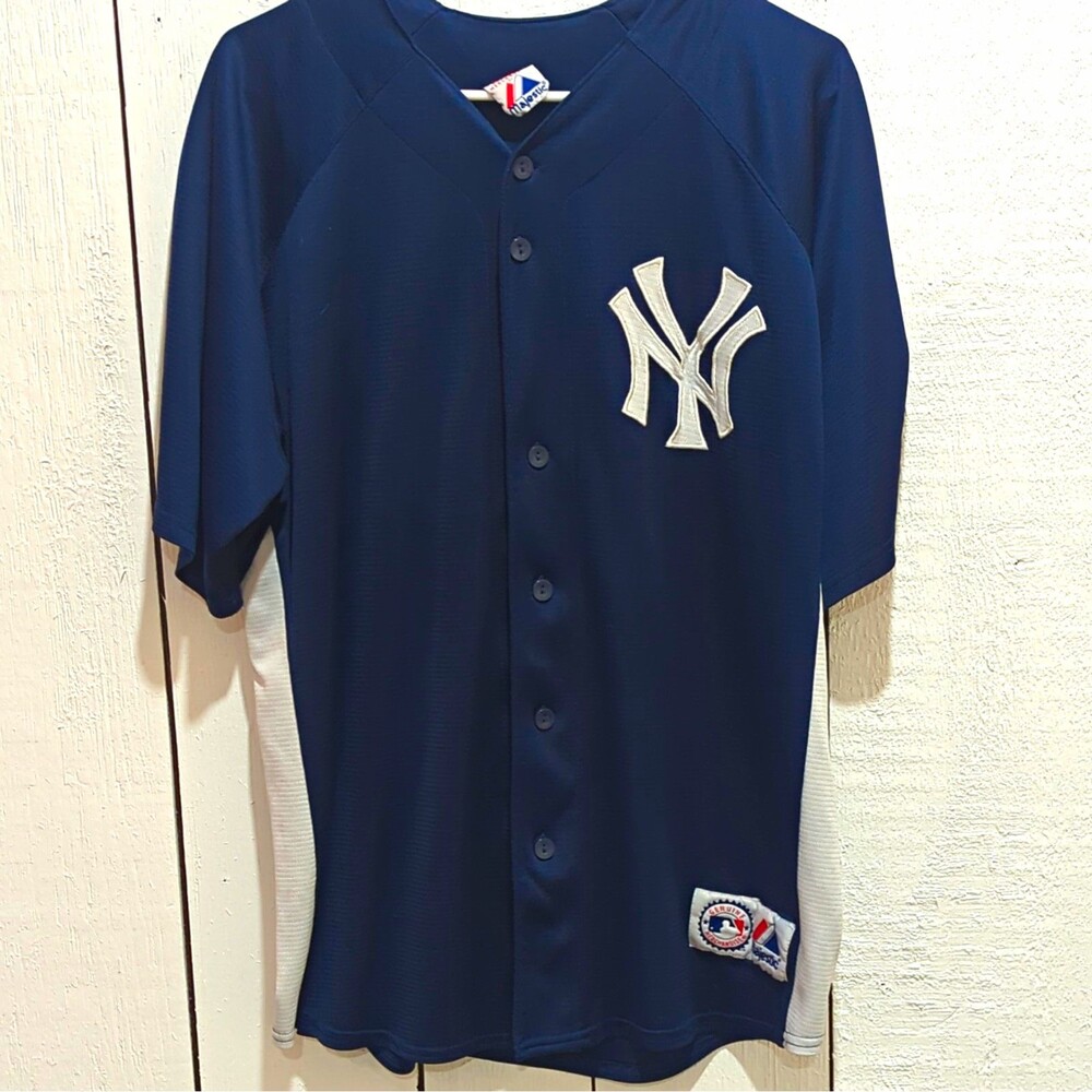 Majestic New York Yankees Rodriguez #13 Blue Button Front MLB Baseball Jersey